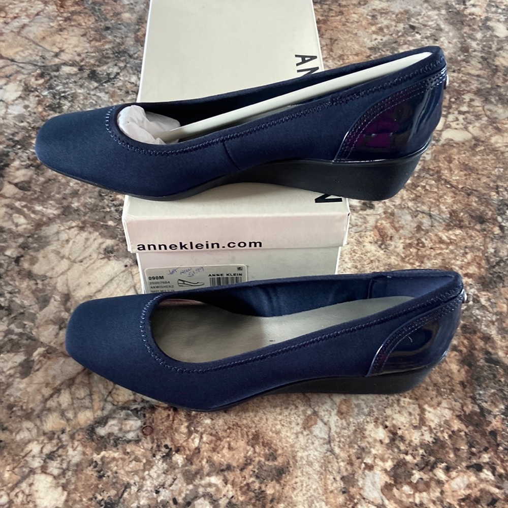 Anne Klein navy wish wedge shoes